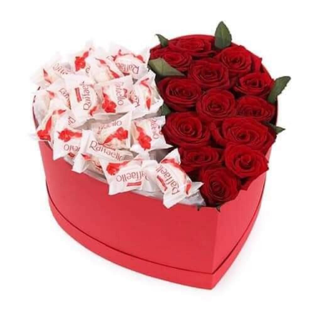 Сердце с розамы и Raffaello